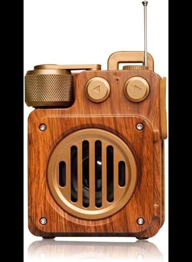 Retro Radio Bluetooth Speaker, Clear Sound Portable Wireless Retro Speaker for Kitchen Table Old Fashion Style Brown  - Image 1