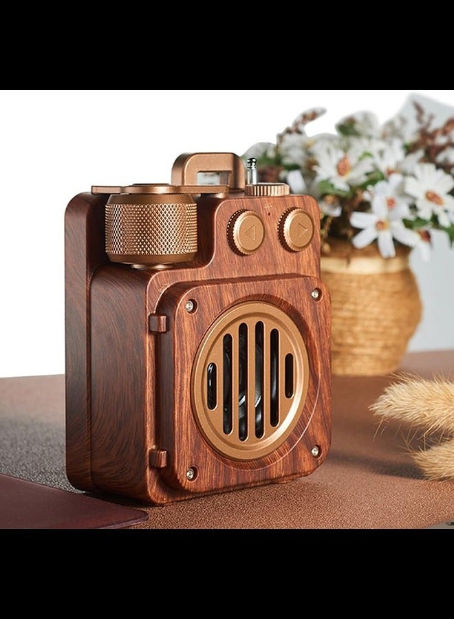 Retro Radio Bluetooth Speaker, Clear Sound Portable Wireless Retro Speaker for Kitchen Table Old Fashion Style Brown  - Image 3