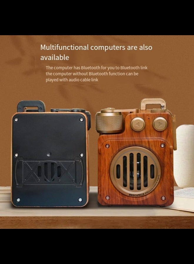 Retro Radio Bluetooth Speaker, Clear Sound Portable Wireless Retro Speaker for Kitchen Table Old Fashion Style Brown  - Image 5