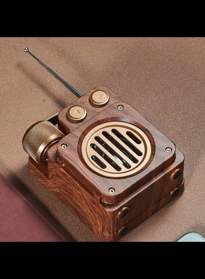 Retro Radio Bluetooth Speaker, Clear Sound Portable Wireless Retro Speaker for Kitchen Table Old Fashion Style Brown  - Image 4