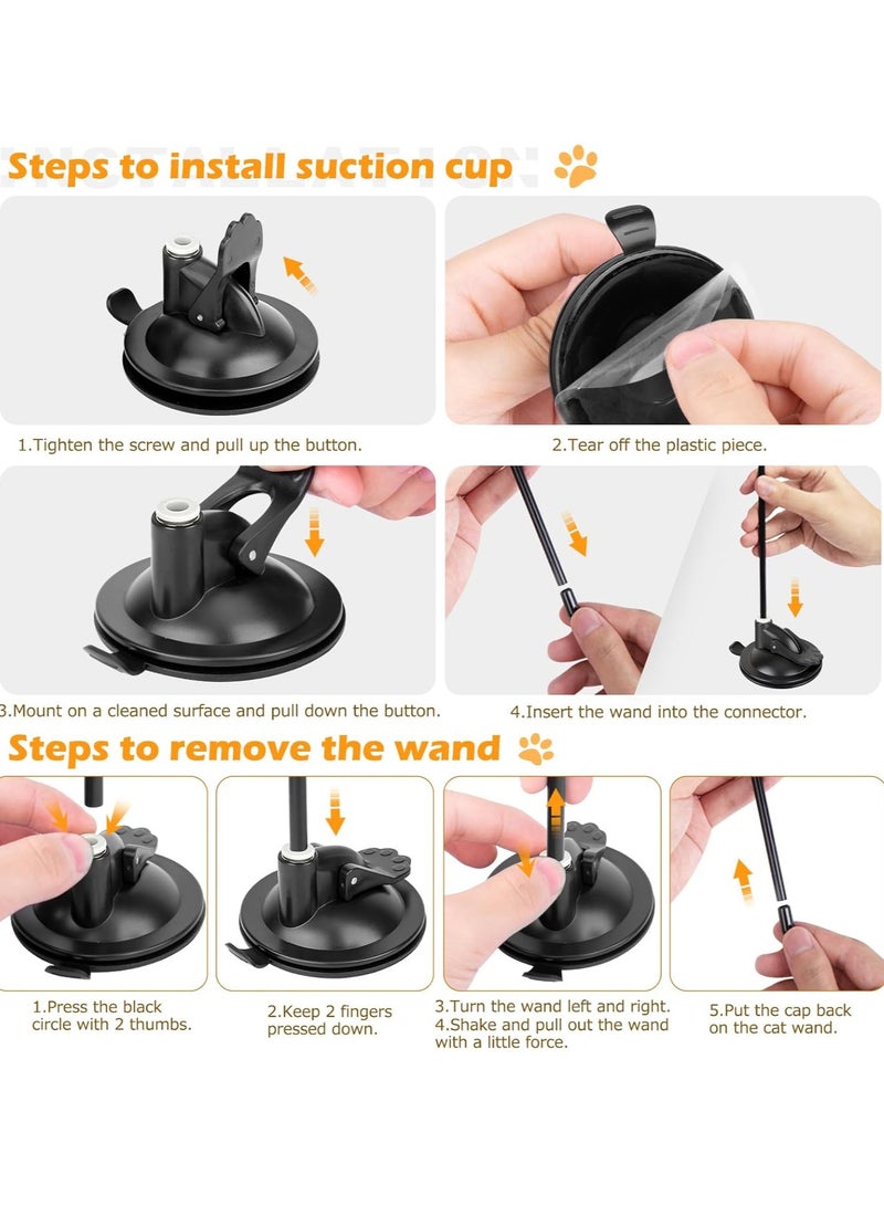 MissTiara Cats Toys Interactive for Indoor Cats Adult Kitten Toys, with 1 Sticky Super Suction Cup Detachable 12 Pcs Cat Toy Feather Butterfly worm toys and  2 Wand Kitten Toys Feather colors assorted - Image 4