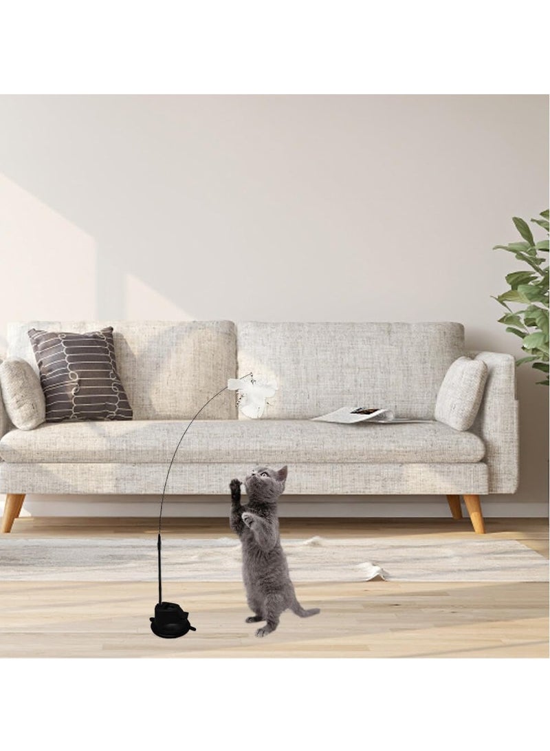 MissTiara Cats Toys Interactive for Indoor Cats Adult Kitten Toys, with 1 Sticky Super Suction Cup Detachable 12 Pcs Cat Toy Feather Butterfly worm toys and  2 Wand Kitten Toys Feather colors assorted - Image 3