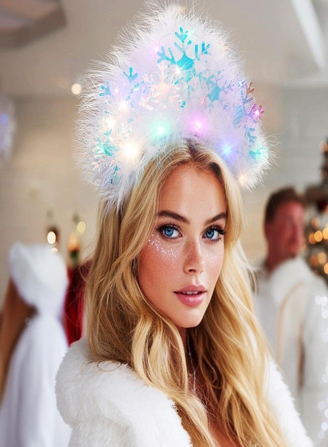 CAKURE Christmas Headbands Light Up Snowflake Headband Holiday Headwear Christmas Hair Accessories for Women - Image 5