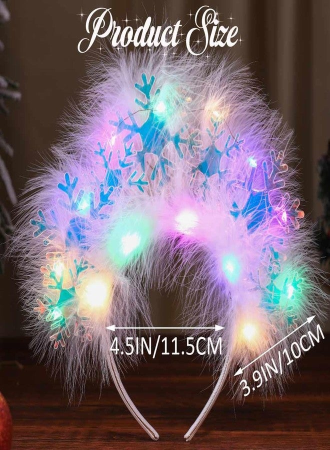 CAKURE Christmas Headbands Light Up Snowflake Headband Holiday Headwear Christmas Hair Accessories for Women - Image 2