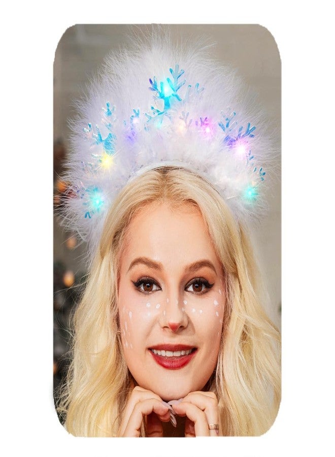 CAKURE Christmas Headbands Light Up Snowflake Headband Holiday Headwear Christmas Hair Accessories for Women - Image 1