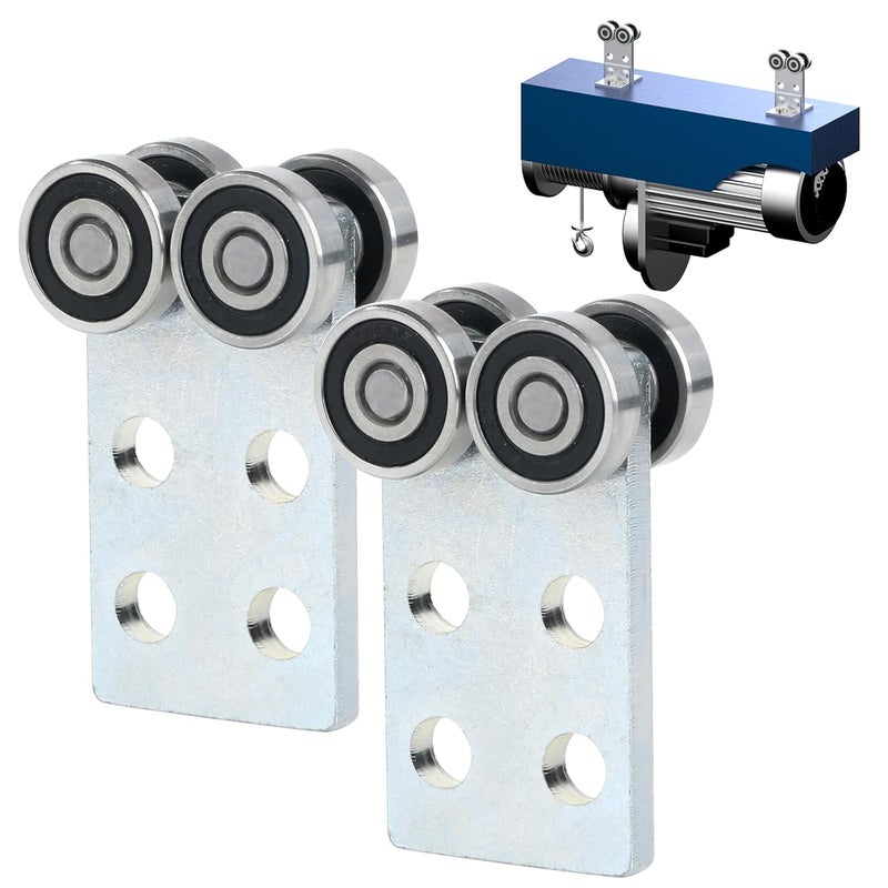 Fuperoo 4 Wheel Trolley Assembly Rollers.Bearing Trolley Assembly.The top of The Trolley has Room for Set Screws, Allowing The use of a 1-5/8" high Strut Channel or Higher Metal Strut Channel. - Image 1