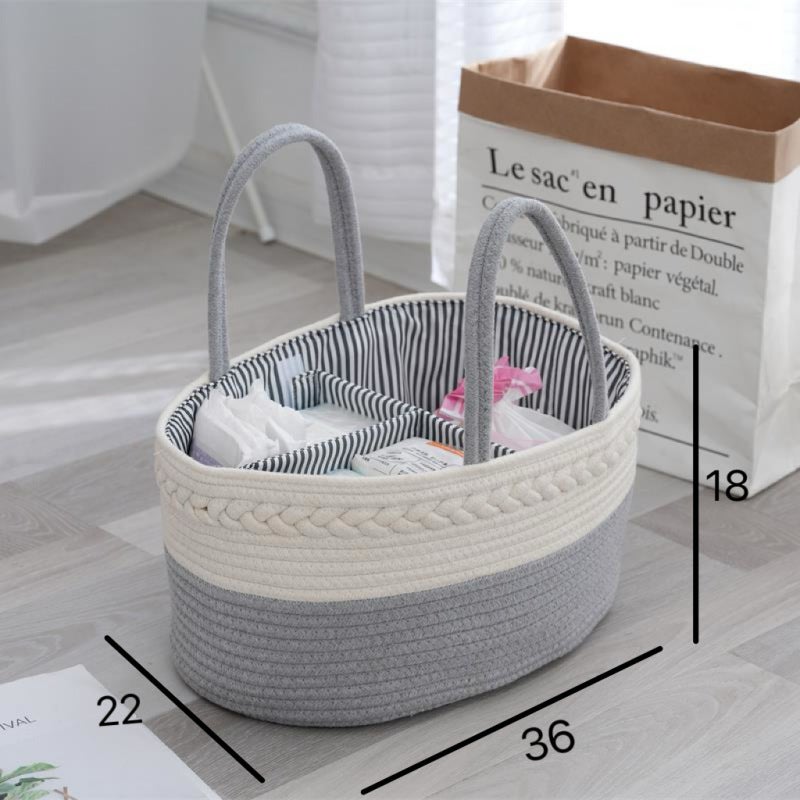 Baby Diaper Basket: Flax Cotton String Woven - Detachable Design Compact Storage Basket for Home Organization & Versatile Item Storage - Image 3