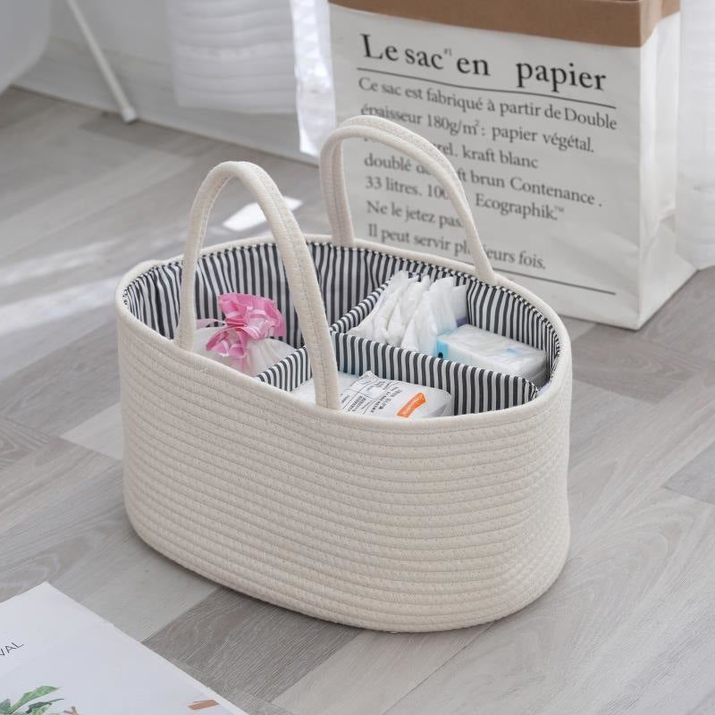 Baby Diaper Basket: Flax Cotton String Woven - Detachable Design Compact Storage Basket for Home Organization & Versatile Item Storage - Image 5