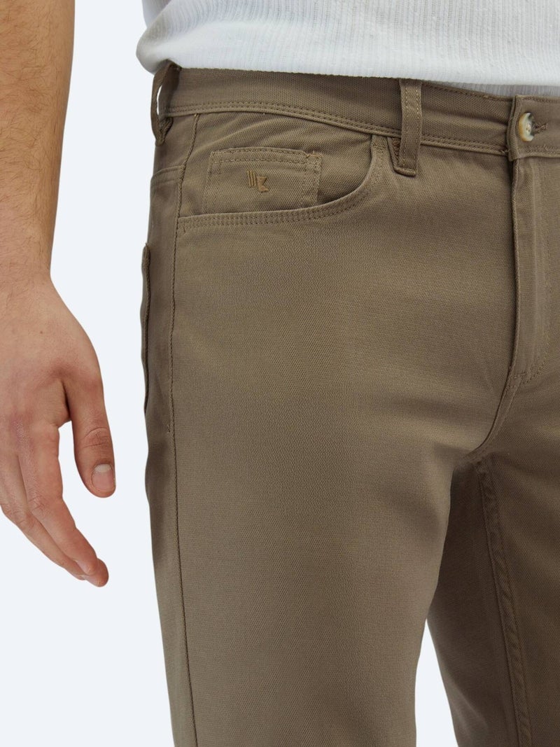 Kip Hazelnut Weaving Slim Fit Casual Cotton Blended Trousers - Image 3