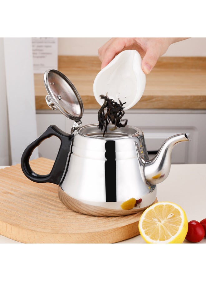 Stainless Steel Restaurant Teapot With Filter Net Hotel Induction Cooker Kettle Hotel Teapot Outdoor Kettle-Capacity:VIP 2.0L (Real 1.8L) No Net