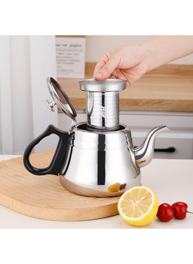 Stainless Steel Restaurant Teapot With Filter Net Hotel Induction Cooker Kettle Hotel Teapot Outdoor Kettle-Capacity:VIP 2.0L (Real 1.8L) No Net