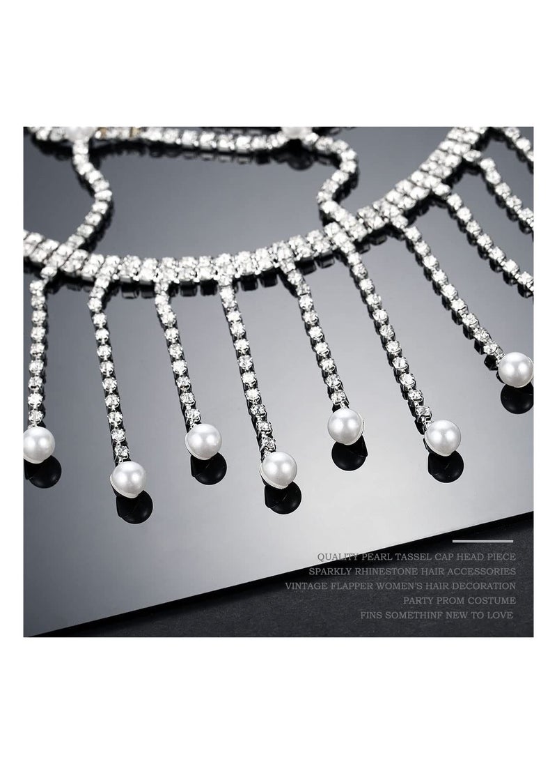 SYOSI - Head Chain, Rhinestone Headpieces Cap Vintage Crystal Head Chain, Rhinestone Head Chain Clip Bridal Headband Chain Wedding Crystal Forehead Headband Hair Accessories for Women - Image 1