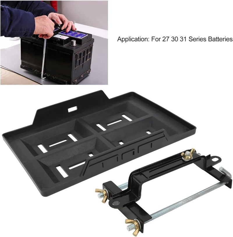 Battery Tray Battery Tray Bracket Kit Car Battery Hold Down Tray Bracket Set Recessed Slots Sturdy Construction for 27 30 31 Series Batteries(2pcs) - Image 2