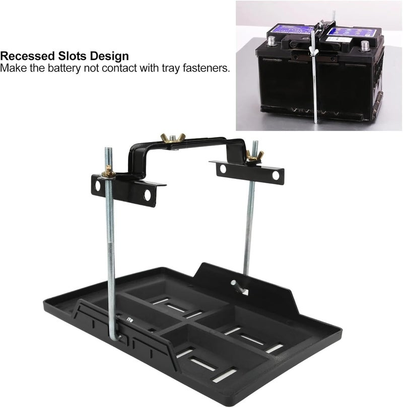 Battery Tray Battery Tray Bracket Kit Car Battery Hold Down Tray Bracket Set Recessed Slots Sturdy Construction for 27 30 31 Series Batteries(2pcs) - Image 3