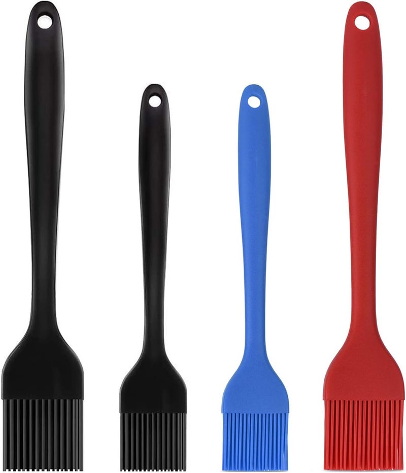 Hhyn Silicone Basting Pastry Brush Set 4 Pack Heat Resistant Spread Oil Butter Sauce for BBQ Grill Barbeque Kitchen Baking Cooking Pastries, 2 Large & 2 Small Multicolor - Image 1