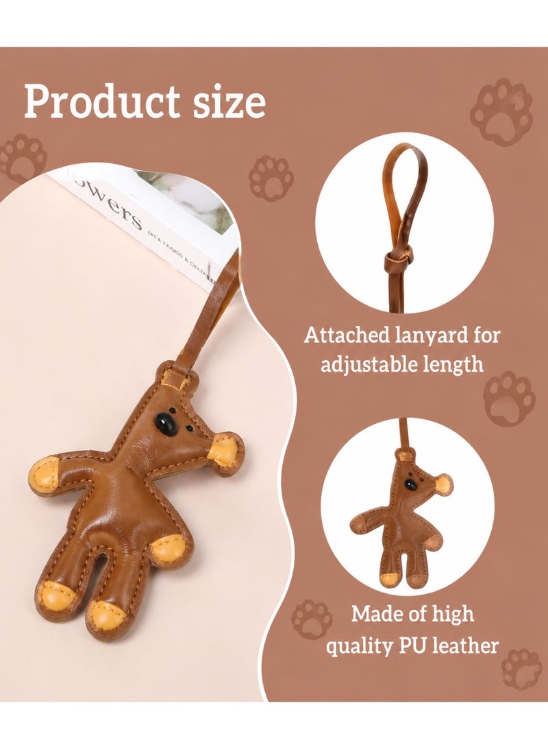 Hirospace Brown Bear Bag Charm,Kawaii Leather Animal Keychain,Funny Fashion Bag Pendant for Women Purse Handbags Car Key,Large Size Brown - Image 3