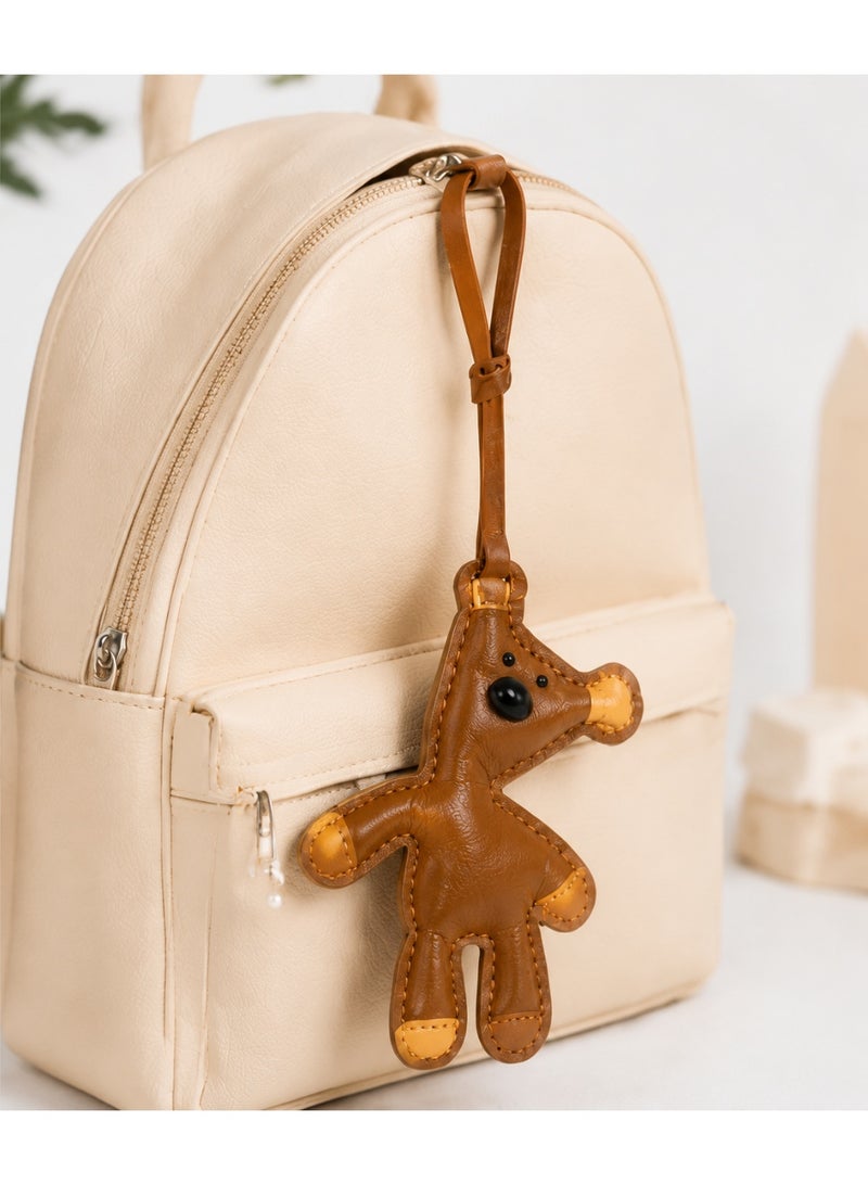 Hirospace Brown Bear Bag Charm,Kawaii Leather Animal Keychain,Funny Fashion Bag Pendant for Women Purse Handbags Car Key,Large Size Brown - Image 5