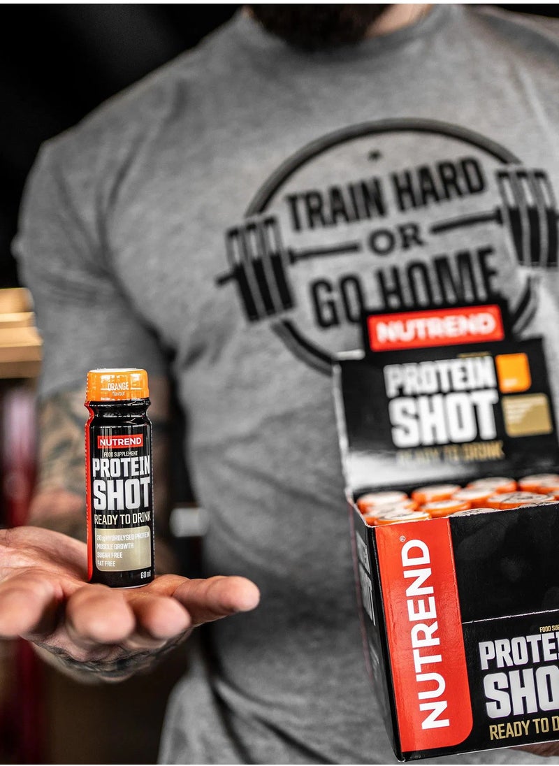 NUTREND - Protein Shot 60ml (20 Pack) - Orange Flavor, Hydrolyzed Protein, Fast Absorption for Muscle Recovery and Performance - Image 1