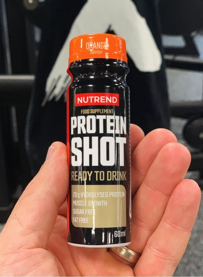 Protein Shot 60ml (20 Pack) - Orange Flavor, Hydrolyzed Protein, Fast Absorption for Muscle Recovery and Performance