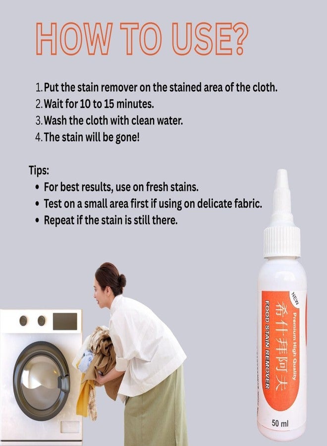 KODITHAL White Cotton Clothes Stain Remover Roll Bead Design, Stain Remover Roller-Ball Cleaner, Portable No-Wash Instant Stain Removal Pen for Clothes and Fabric (food stain remov) - Image 3