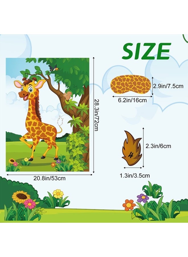 ASTARON 2 Sets Pin The Tail on The Giraffe for Safari Jungle Animal Party Game Zoo-Themed Birthday Party Supplies 2 Posters 21"x 28" with 48pcs Tail Stickers Kids Wall Home Decor - Image 3
