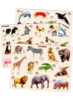 quokka Wooden Puzzles For Toddlers 13 3 Toddler Puzzles Ages 24 By Quokka Montessori Animal Toy Puzzles For Kids Ages 35 Year Old Wood Toy Learning Realistic Animals For Boy And Girl  - Image 2