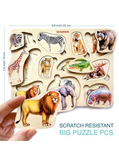 quokka Wooden Puzzles For Toddlers 13 3 Toddler Puzzles Ages 24 By Quokka Montessori Animal Toy Puzzles For Kids Ages 35 Year Old Wood Toy Learning Realistic Animals For Boy And Girl  - Image 4