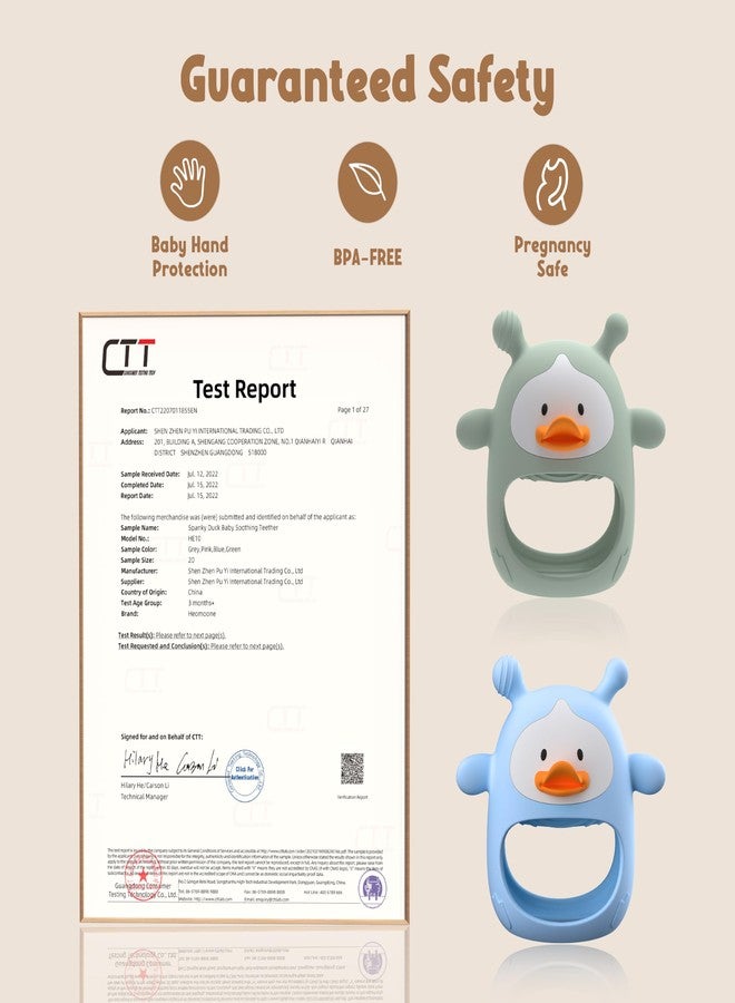 HEOMOONE 2 Packs Baby Teething Toys 3-6 6-12 Months, Food Grade Silicone Teething Mitten, Anti Dropping Wrist Hand Teethers, Never Drop Baby Chew Toys for Sucking Needs, BPA Free (Blue & Green) - Image 3