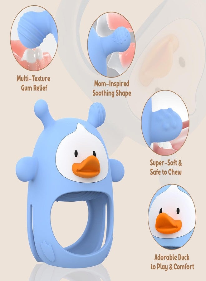 HEOMOONE 2 Packs Baby Teething Toys 3-6 6-12 Months, Food Grade Silicone Teething Mitten, Anti Dropping Wrist Hand Teethers, Never Drop Baby Chew Toys for Sucking Needs, BPA Free (Blue & Green) - Image 5