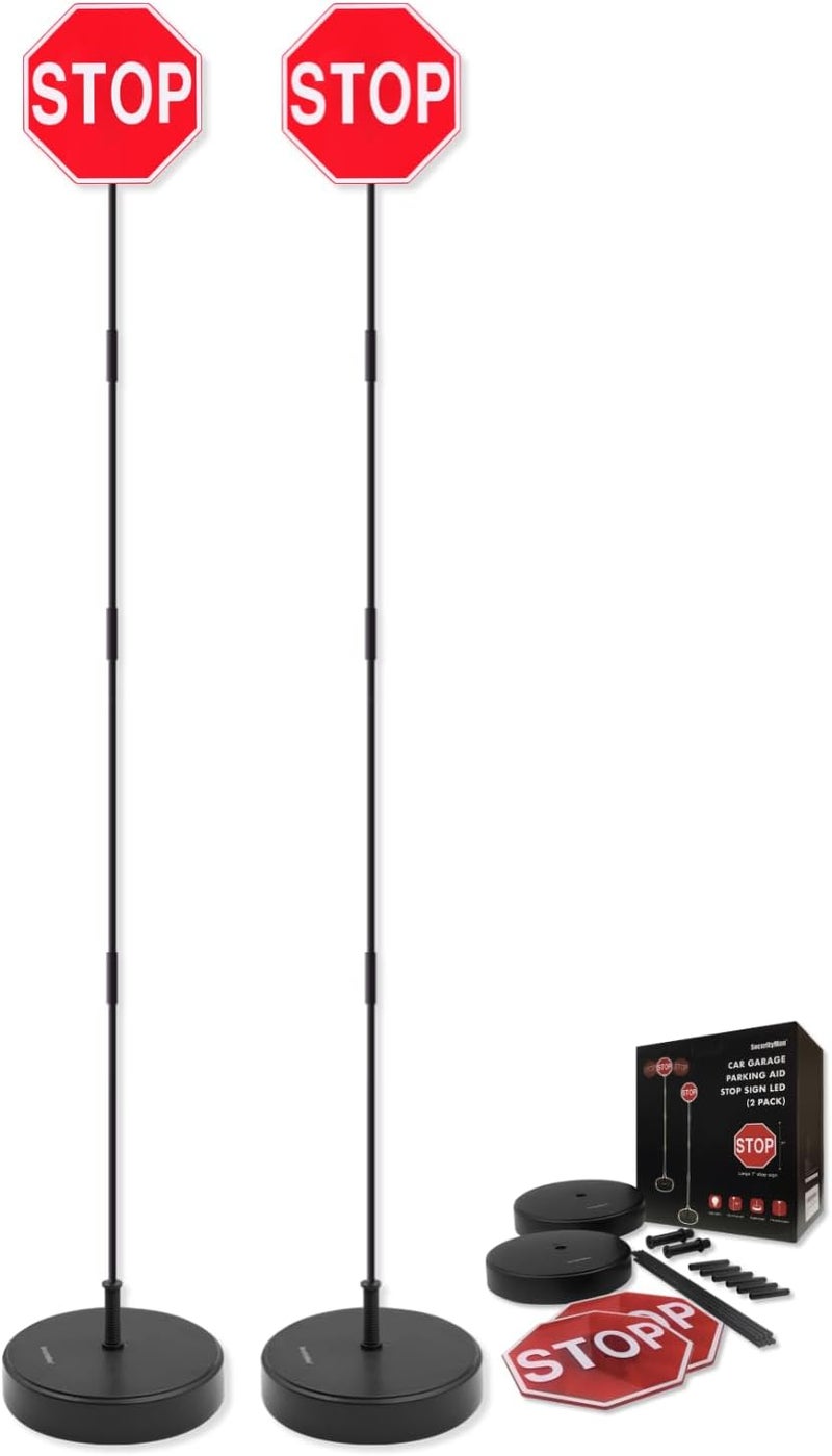 Security Man Garage Stop Sign Parking Aid (2 Pack) | Garage Stoppers for Your Vehicle - Easy Car Marker Sensor Indicator Assist Guide - Image 1