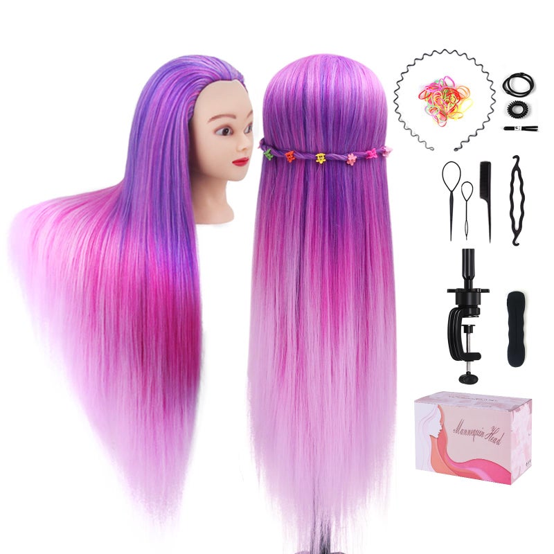 Beauty Star Mannequin Head with Hair, Beauty Star Doll Head for Styling, 29" Long Syntheic Hair Cosmetology Hairdressing Training Practice Manikin Head with Clamp Stand and Braiding Kit for Girls - Image 2