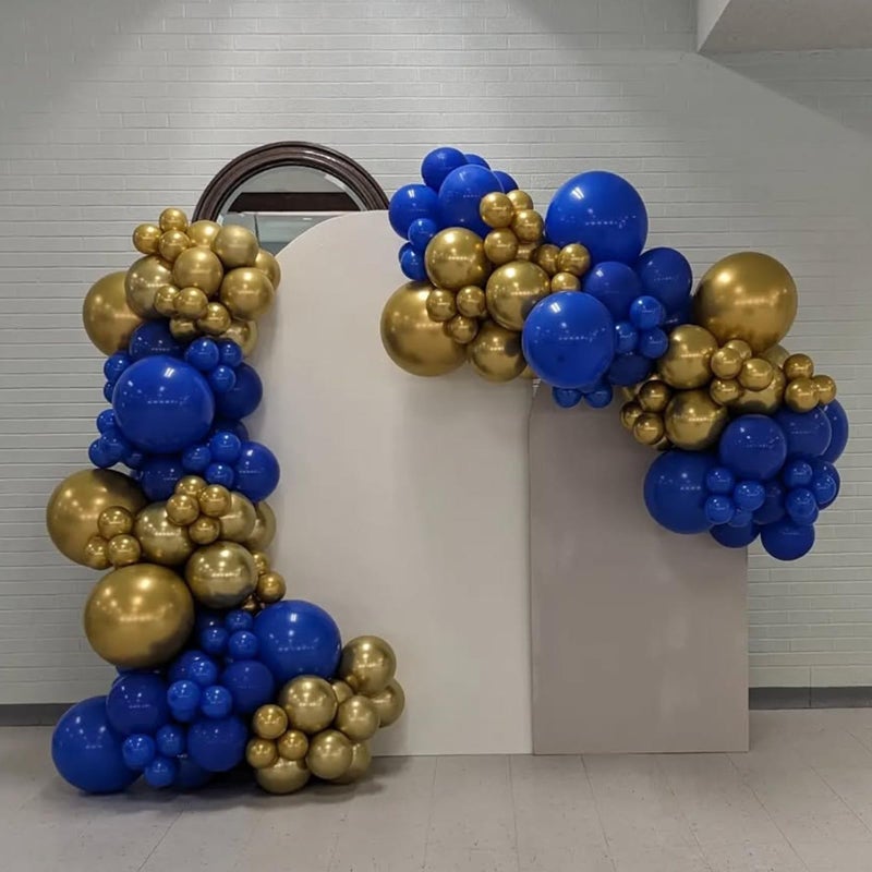 YMSZ Royal Blue and Gold Balloons Garland Arch Kit, 134pcs Metallic Gold and Blue Balloons for Birthday, Baby Shower, Anniversary, Graduation Party Decorations - Image 4