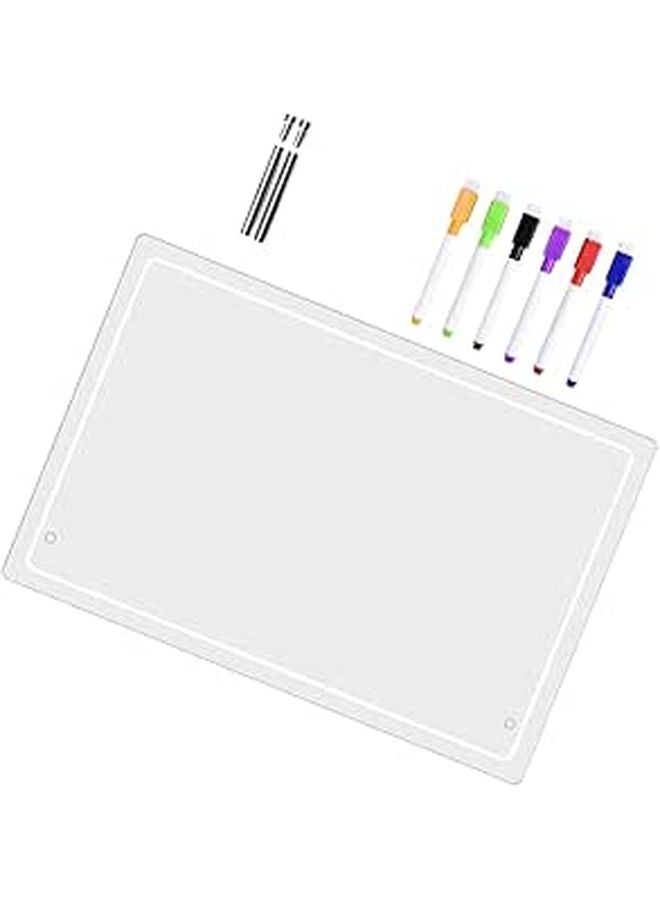 Acrylic Dry Erase Board 12x8 Inch Desktop Whiteboard with 6 Markers 2 Pins - Image 1