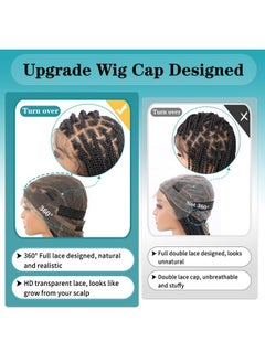 Kalyss 360° Full Lace Braided Wigs For Women Box Braid Wig With Baby Hair Knotless Braided Wig Curly Ends Bohemian Long Black Hd Lace Front Braided Wig 36" 