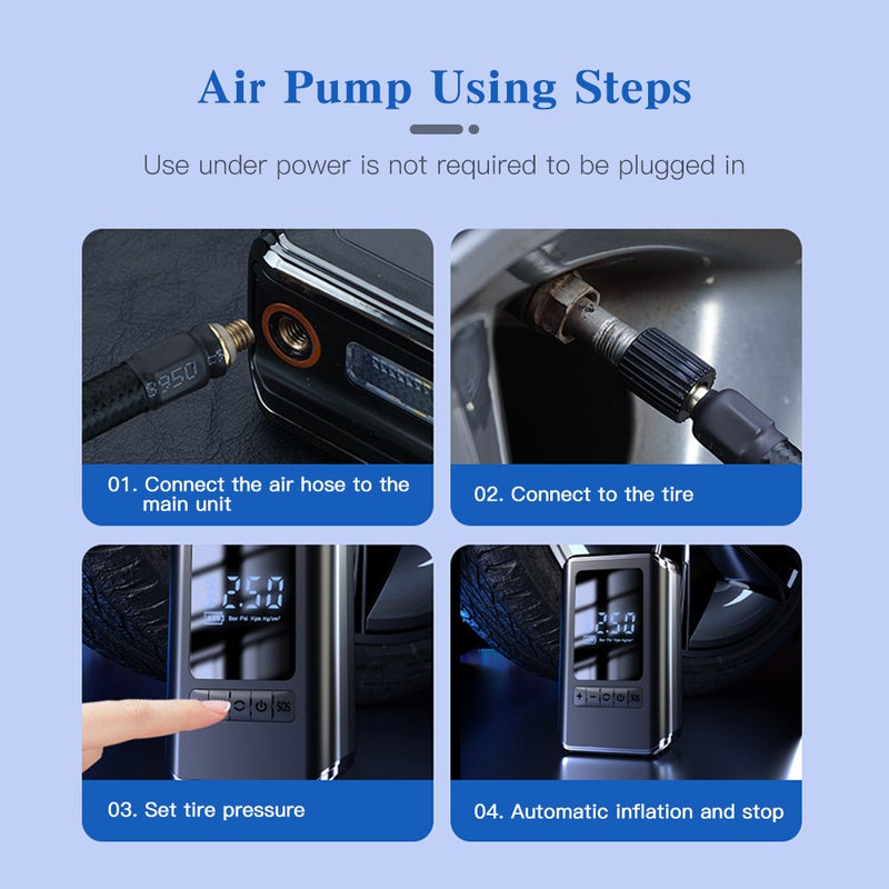 Wireless Tire Inflator Portable Air Compressor Mini Electric Air Pump for Car Bike Motorcycle Tire - Image 3