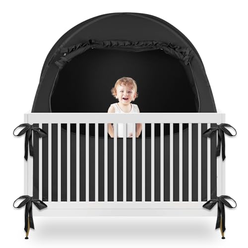 YAVIL Blackout Baby Sleep Tent Sleep Pod Pop Up Crib Blackout Cover Canopy for Naps at Home and Traveling Fits Full Size Crib Pack n Play and More with Safe Bottom Design - Image 1