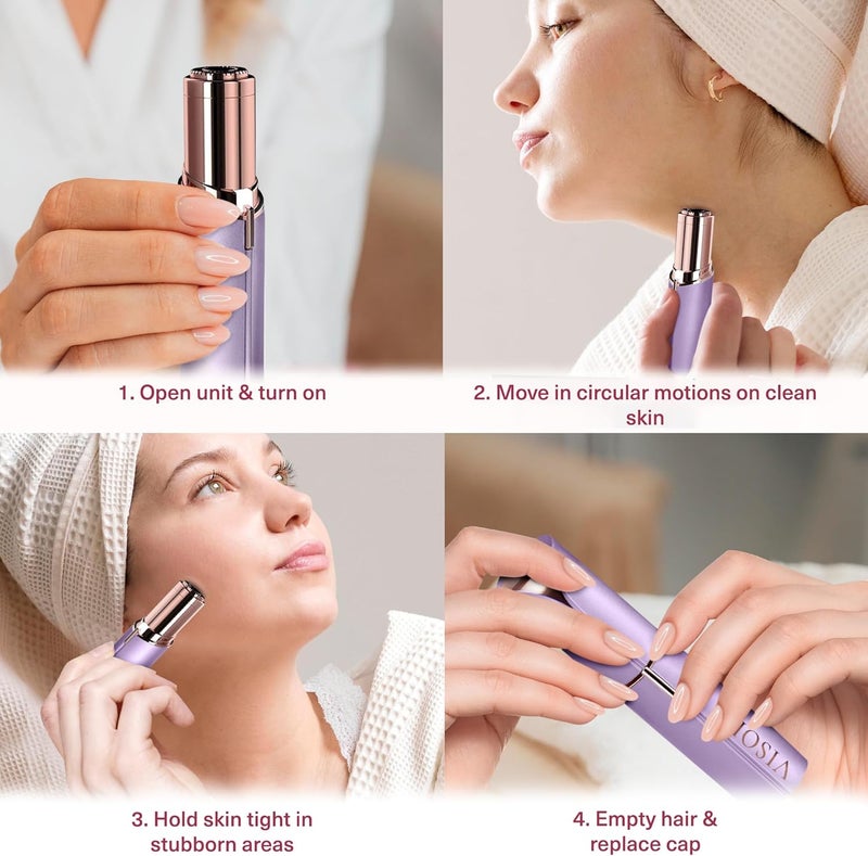 VISOFO Flawless Facial Hair Removal for Women - Electric Razor Device, Small Dermaplaning Remover Tools Finishing Epilator Trimmer Face Dermaplane Shavers Beauty Gadgets Accessories by VISOFO (Amethyst) - Image 4
