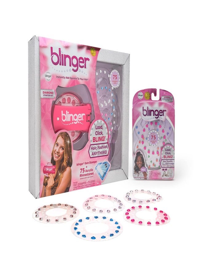 blinger® Bundle! Diamond Collection Starter Set + Sparkle Collection Refill Pack - Monarch | Gem Stamper & 150 Rhinestones | Instantly Add Sparkle to Your Hair | Simply Load, Click, Bling - Image 1