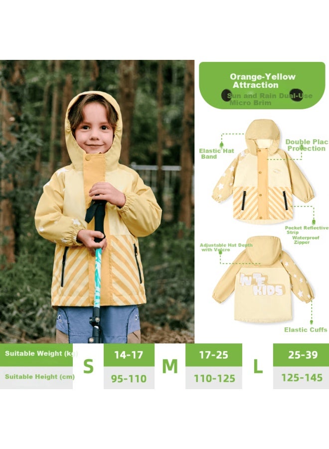Tiantianzai Tiantianzi Kids Waterproof Jacket Girls Outdoor Windproof Raincoat Orange Yellow S - Image 1