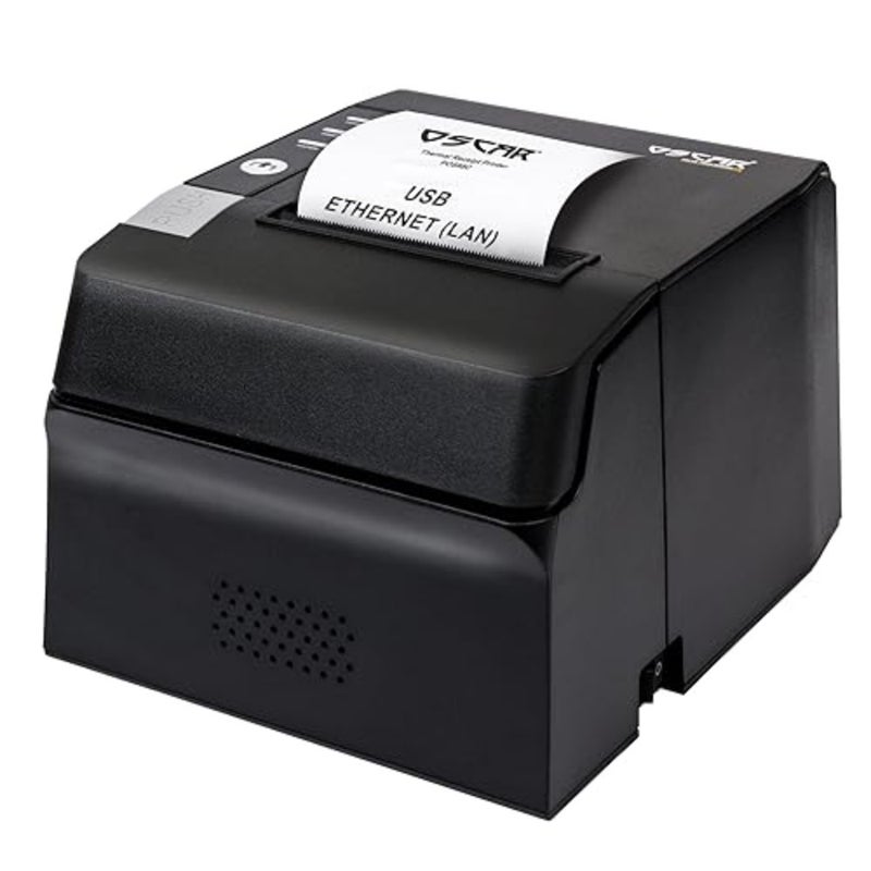 OSCAR POS88C 80 مم طابعة فواتير POS الحرارية USB + إيثرنت مع صفير المطبخ التلقائي، دعم ESC/POS، لون أسود - Image 1