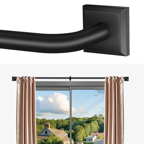 RBYCOS Black Curtain Rods for Windows 28-48Inch Heavy Duty French Return Rod, Wrap Around Blackout Curtain Rods, Adjustable Room Darkening Drapery Rod for Bedroom, Living Room, Sliding Door & Outdoor Patio - Image 1