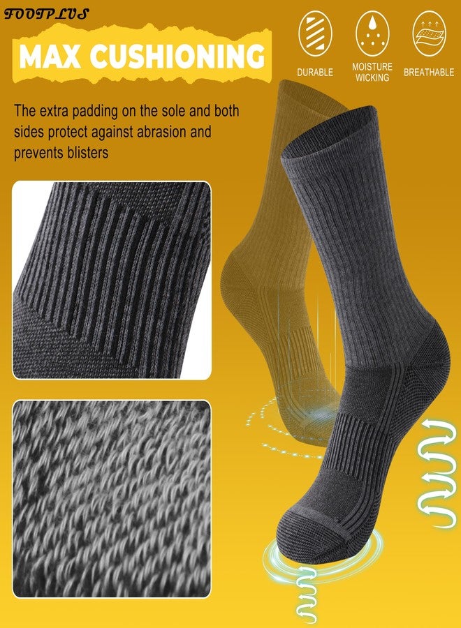 FOOTPLUS Copper Infused Socks,Unisex Crew Thick Cushioned Sole Hiking Boot Odor Free Moisture Wicking Running Camping Trekking Socks, 6 Pairs Dark Grey, Large - Image 5