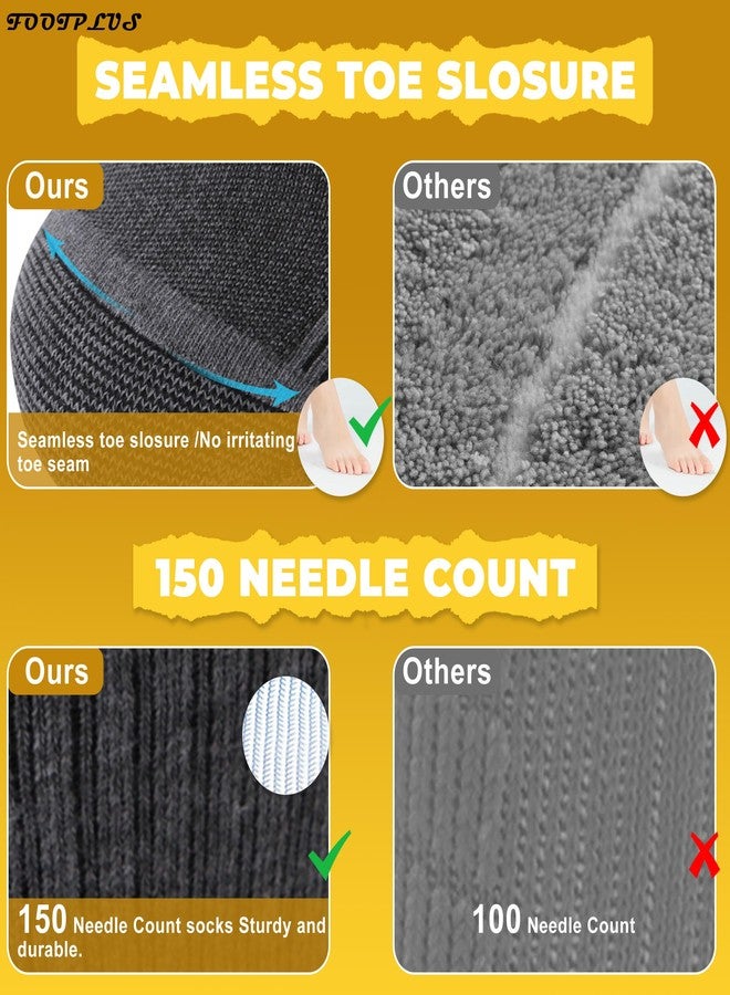 FOOTPLUS Copper Infused Socks,Unisex Crew Thick Cushioned Sole Hiking Boot Odor Free Moisture Wicking Running Camping Trekking Socks, 6 Pairs Dark Grey, Large - Image 4