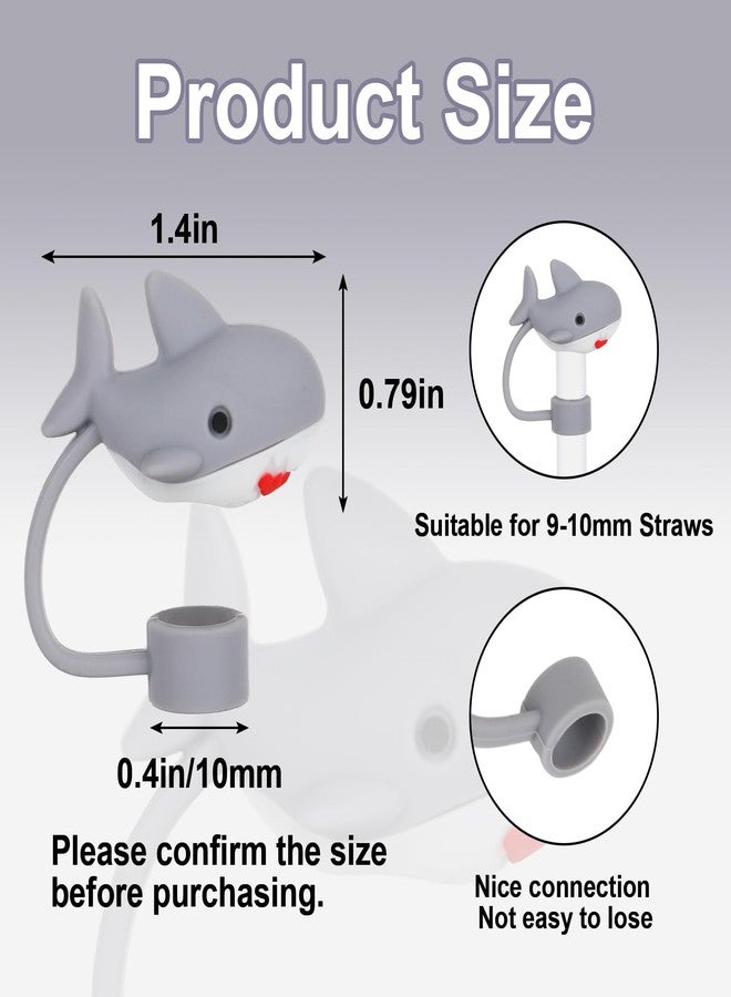 وولاين مجموعة أغطية شفاطات على شكل سمكة قرش رمادية من والين، 6 قطع، مصنوعة من السيليكون، قابلة لإعادة الاستخدام، مثالية لفصل الصيف، مقاس 10 مم/0.4 بوصة، لحماية أطراف الشفاطات وأغطية الأكواب سعة 30/40 أونصة. - Image 2