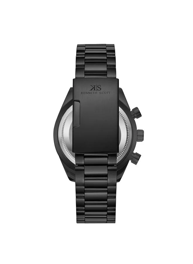 KENNETH SCOTT Black Men's Stainless Steel Chrono & Multi Function Watch K23150-BBBBG - 42 mm for Men | Best Price UAE