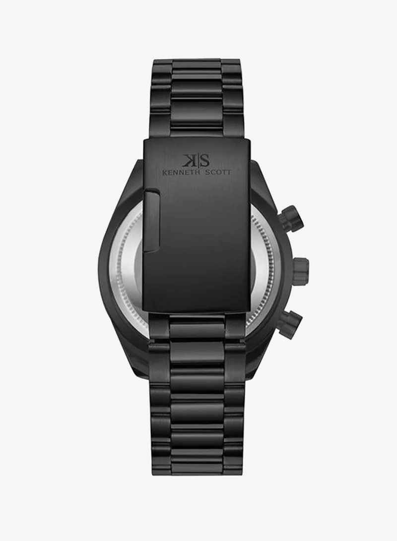Kenneth Scott Black Men's Stainless Steel Chrono & Multi Function Watch K23150-BBBBG - 42 mm for Men | Best Price UAE