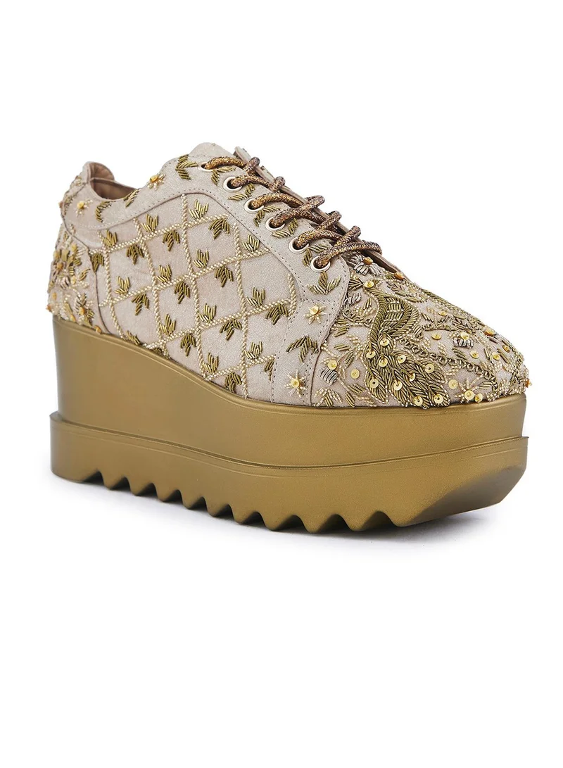 Anaar Anaar Checkmate WEDGE SNEAKERS, Womens Festive, Special Occasion and Partywear Premium Shoes