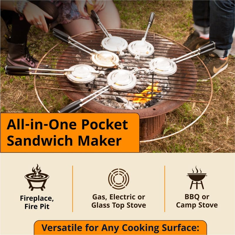 Toas-Tite شواية ساندويتش توست-تايت XL، مكبس بانيني محمول وصانع ساندويتش، مكواة فطائر من الألمنيوم المصبوب، طباخ جيب ساخن وحلويات محمول، مثالي للتخييم، RV، الموقد، الشواية، نار المخيم، الطهي في الهواء الطلق - Image 3