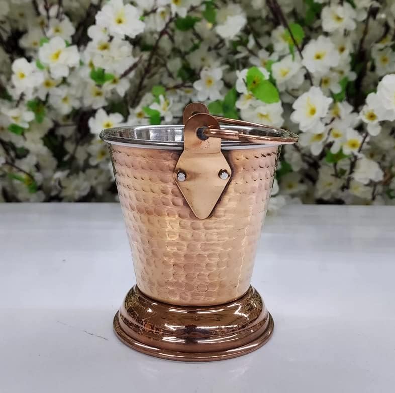 Alluring Homz Combo Copper Steel Bucket/Balti Hammered Design for Serving Gravy/Daal/Curry/Raita; Serveware & Tableware for Home I Restaurants I Hotels I Catering (500 ml+400 ml) (2 Piece) - Image 3