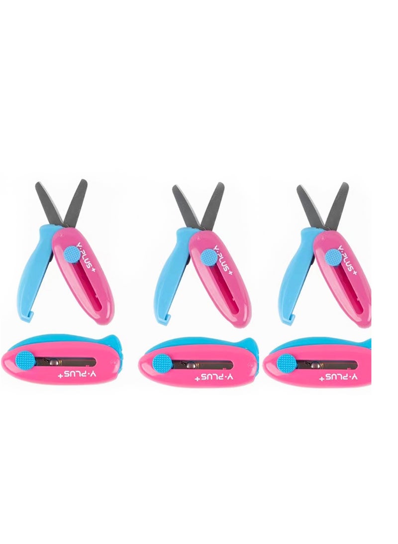 Excefore 3 Pack Retractable Small Scissors, Child Scissors with Cover, Suitable for Ages 3-5 Toddler Preschool Safety Scissors - Image 1